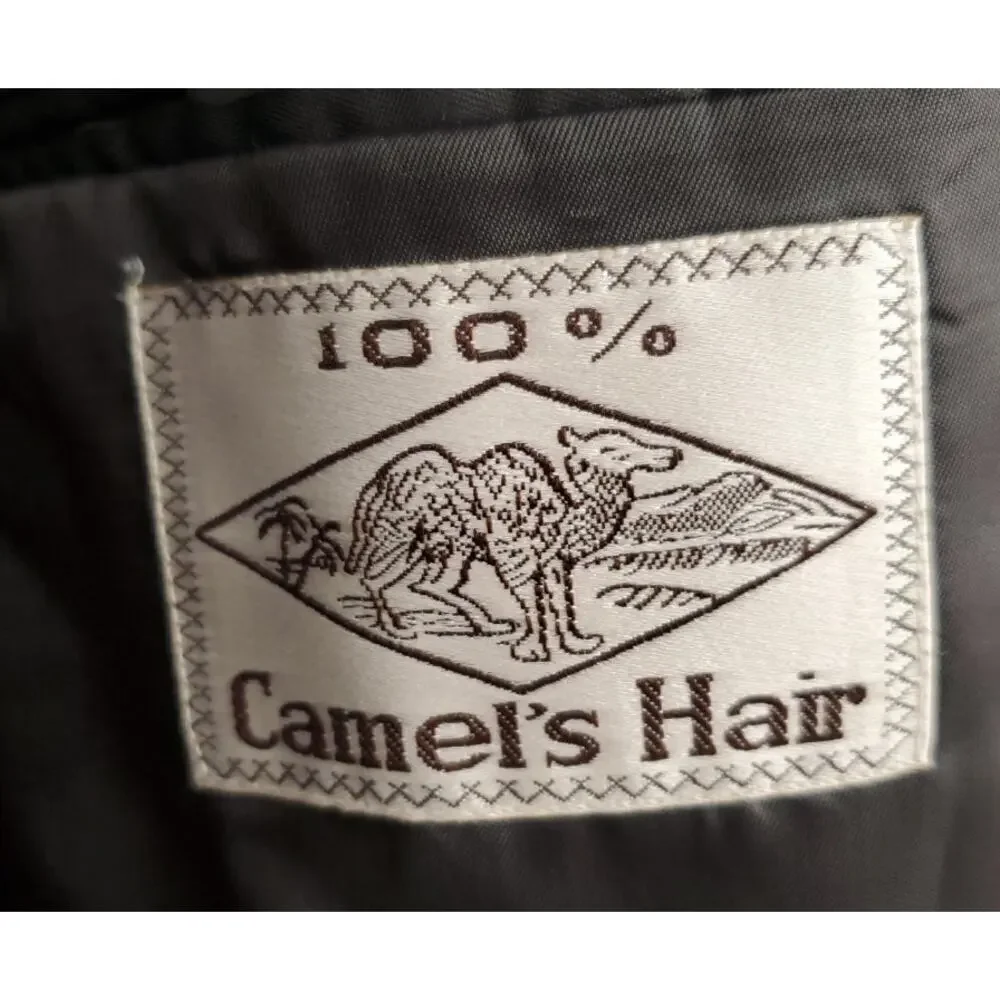 100% Camel's Hair Winter Luxury Men Jacket Blazer Dark Gray Size Large Over Coat